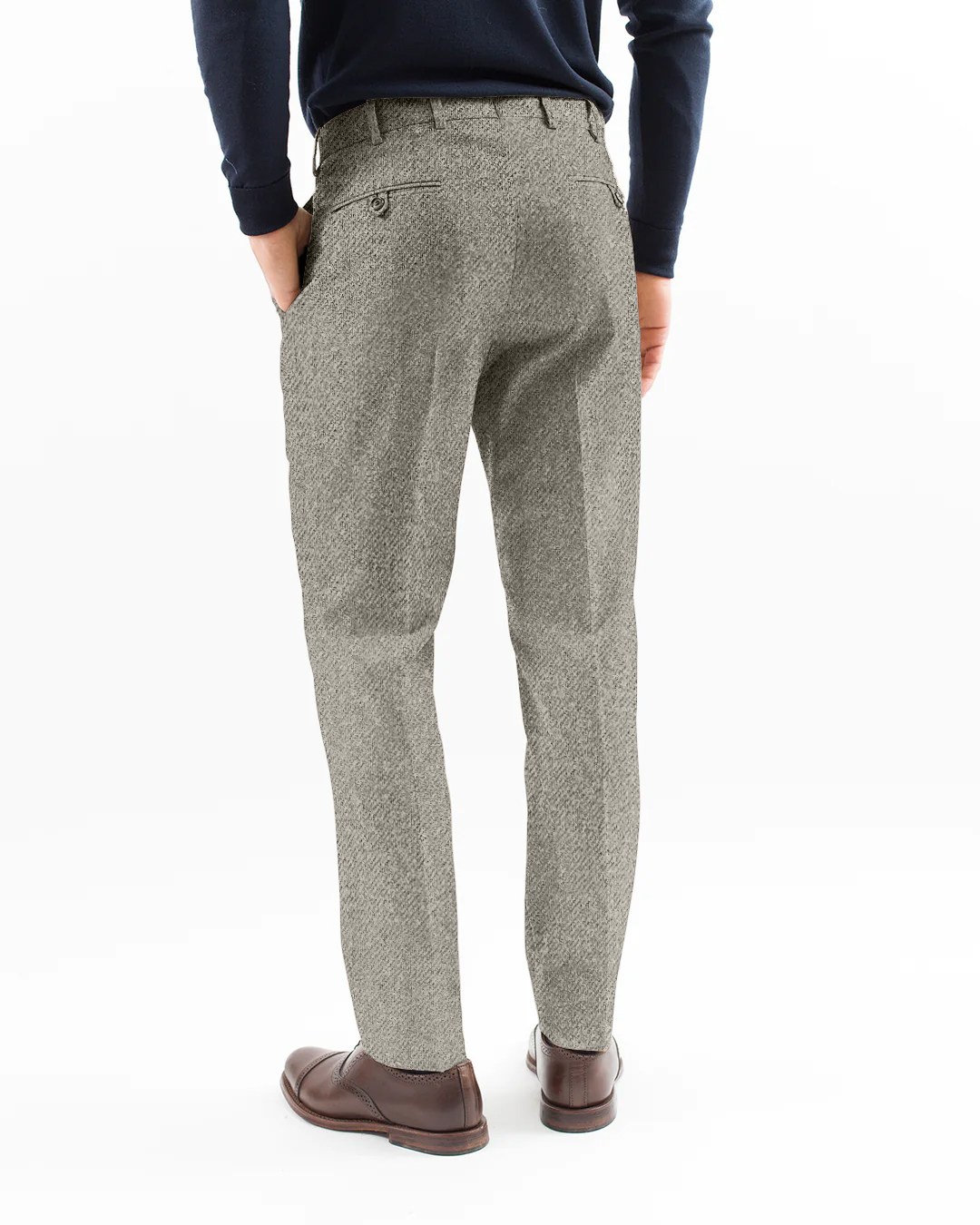 Super 130s Wool Water Resistant Flannel Dress Trouser, Grey