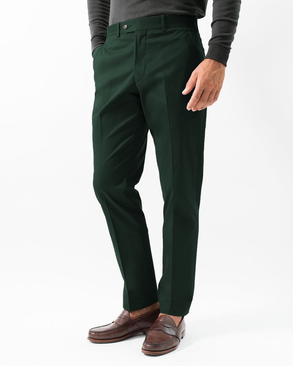 Cotton Stretch Chino, Hunter Green Hertling USA Cotton Stretch Chino, Hunter Green Hertling USA