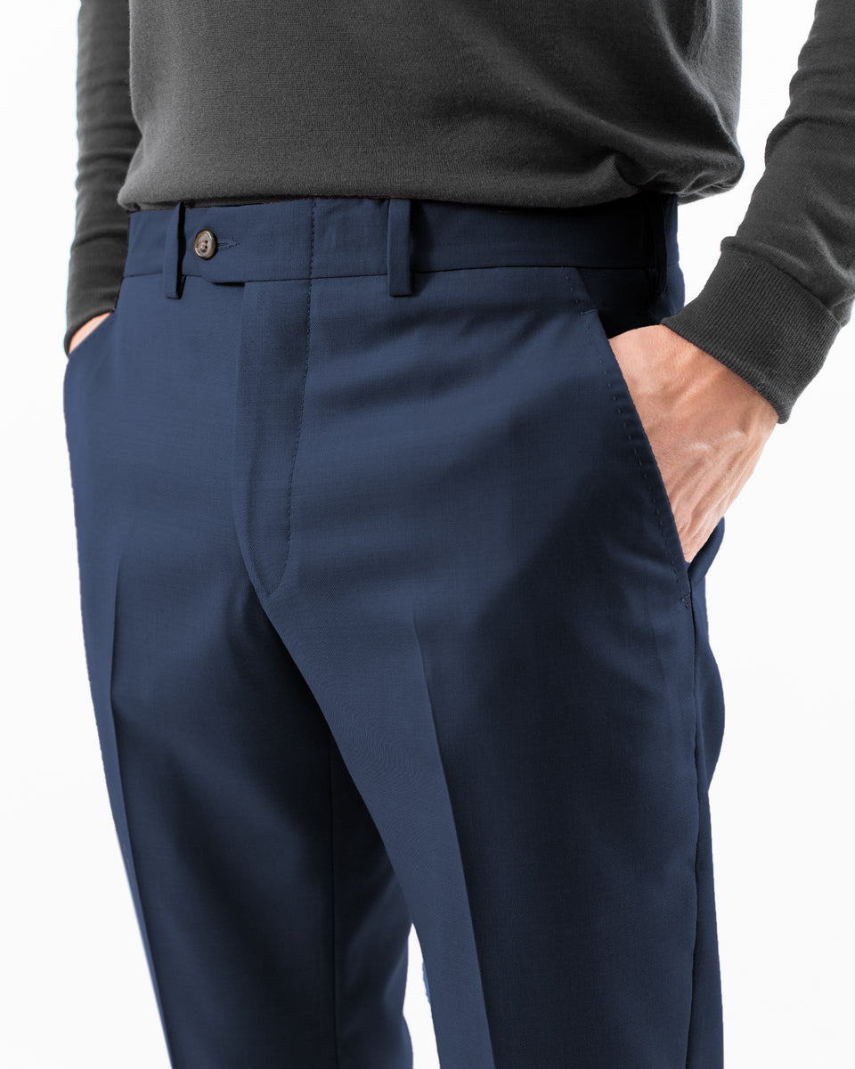 Super 120s Trouser, – Gabardine Hertling Wool USA Navy Dress