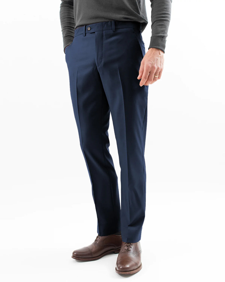Super 100s Tropical Wool Dress Trouser, Navy Hertling USA Super 100s Tropical Wool Dress Trouser, Navy Hertling USA