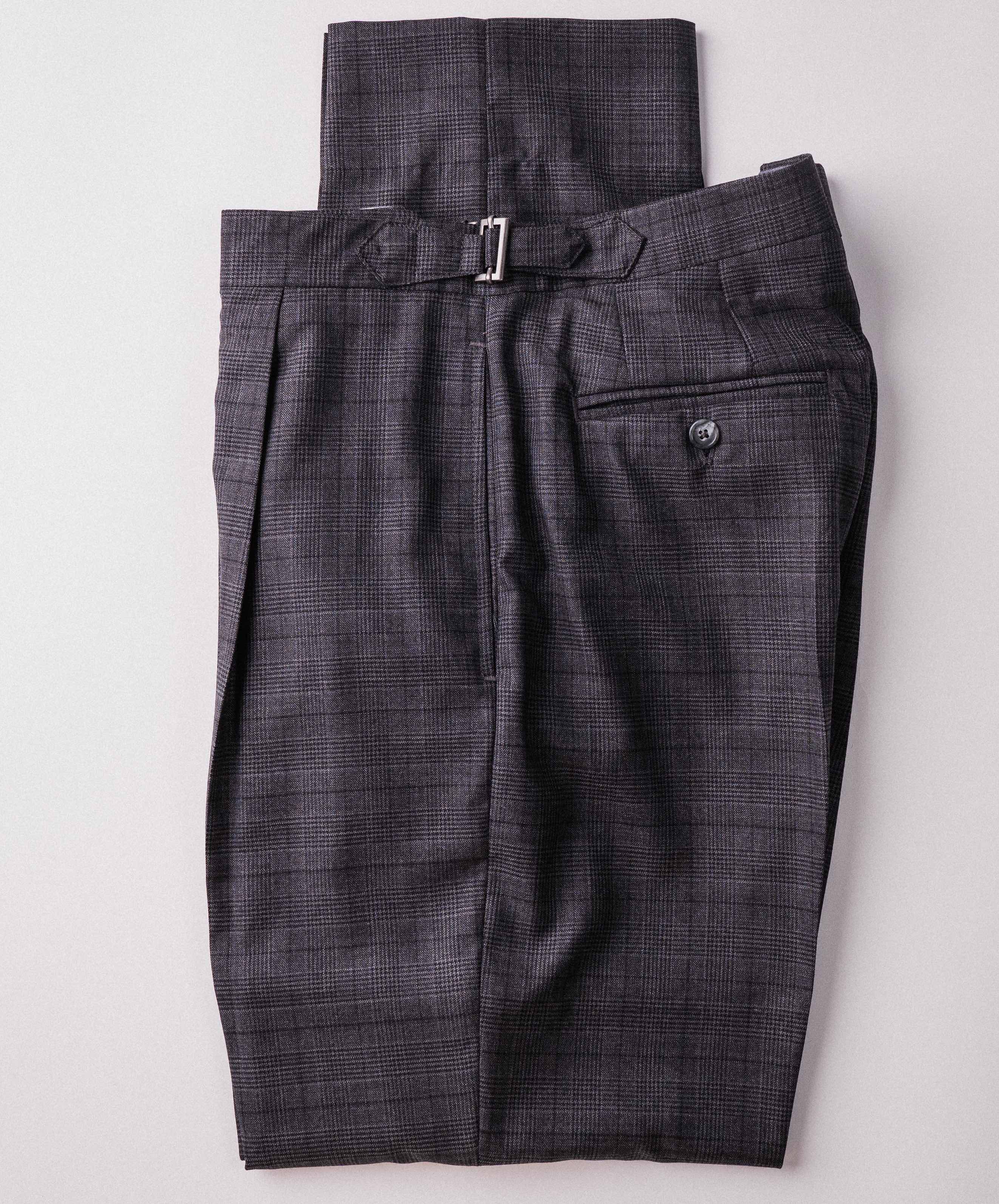 Charcoal Plaid Super 130s Wool Dress Trouser, Limited Edition