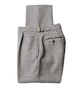 Wool Flannel Houndstooth Dress Trouser, Black-White