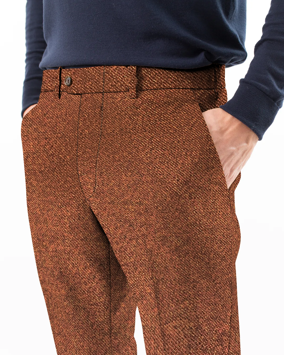 Super 130s Wool Water Resistant Flannel Dress Trouser, Rust