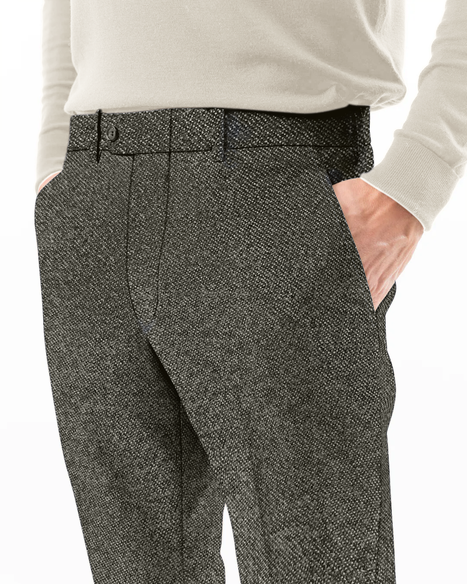 Super 130s Wool Water Resistant Flannel Dress Trouser, Forest ...