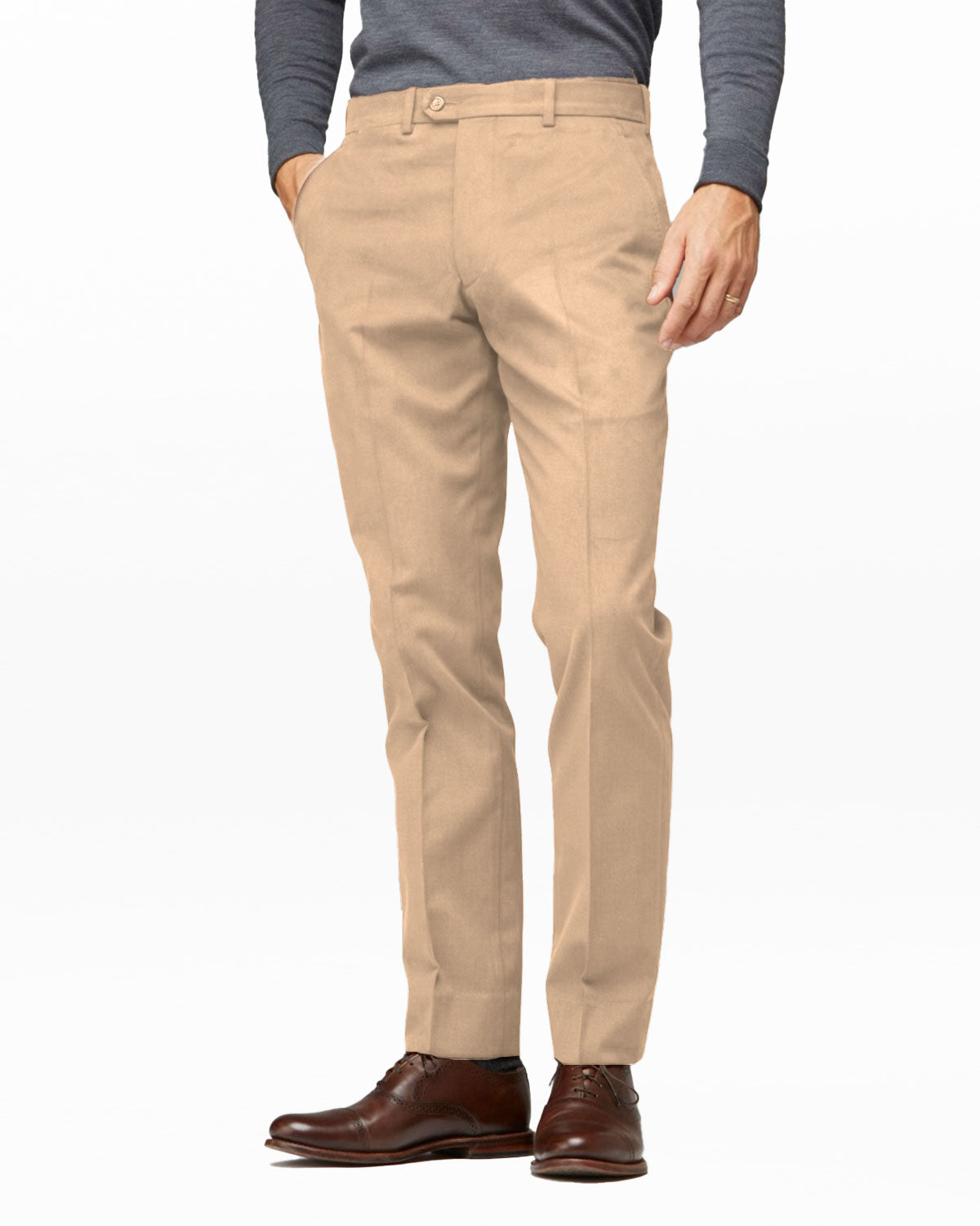 Men chino moleskin, Camel