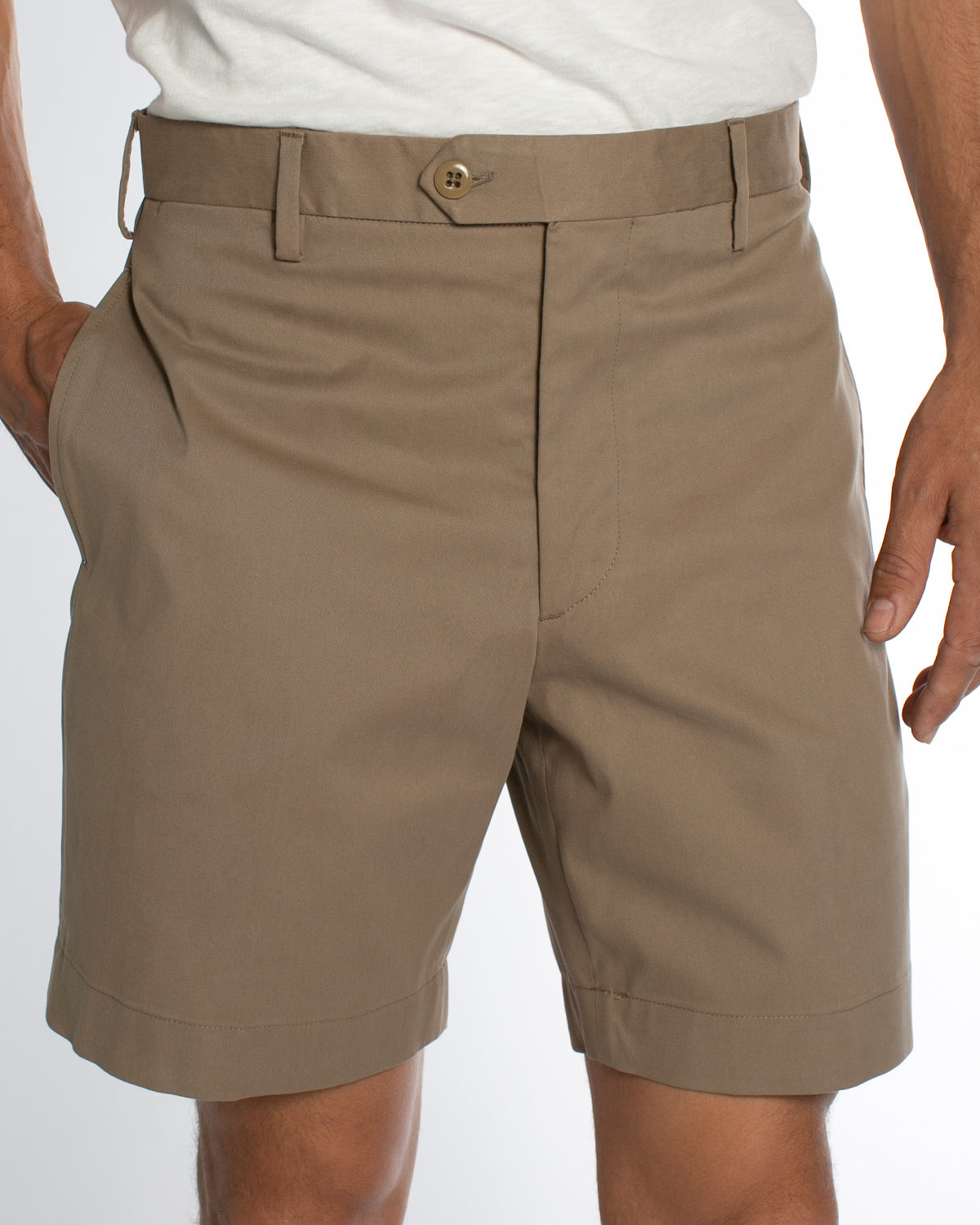 Cotton Stretch Shorts, Khaki