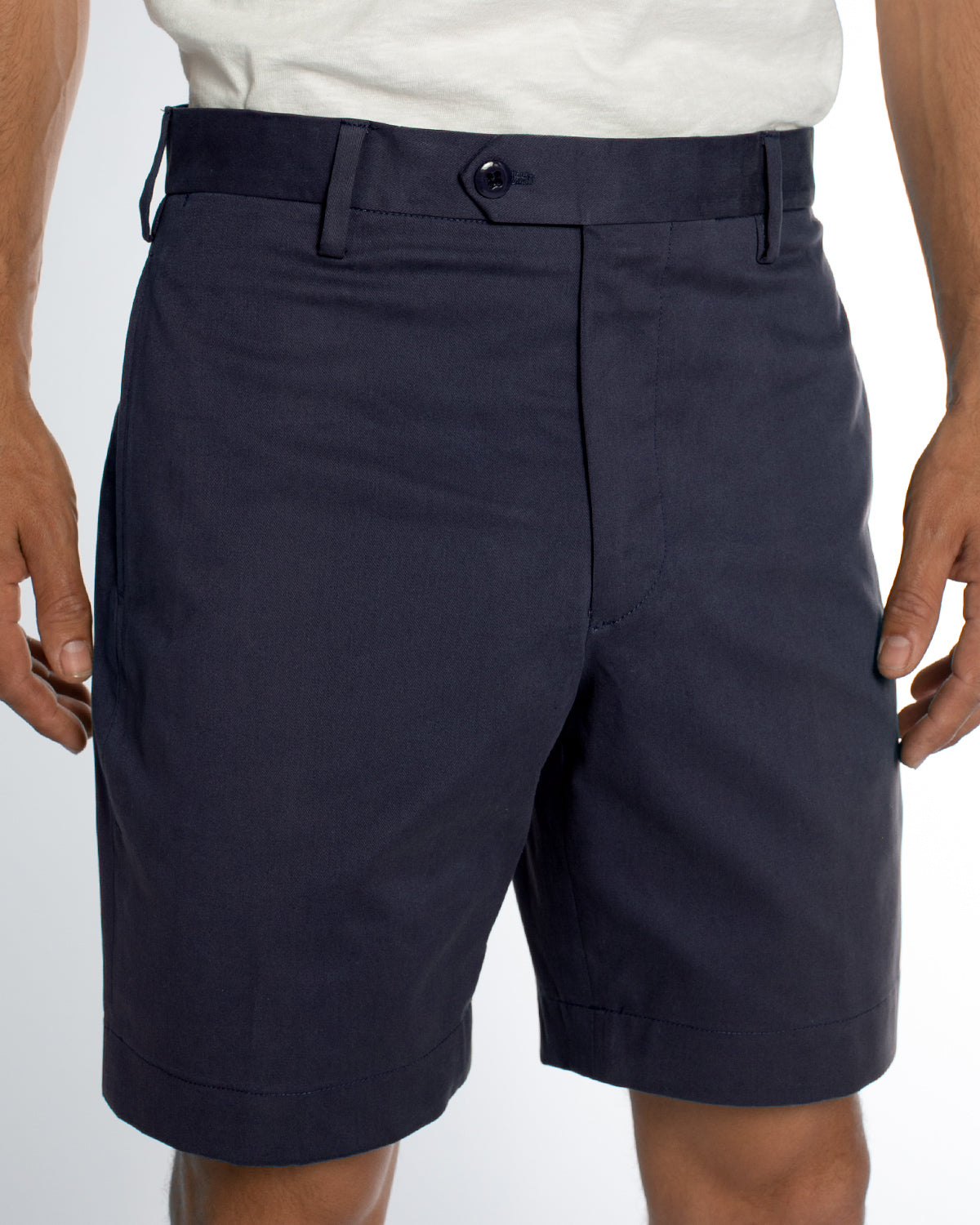 Cotton Stretch Shorts, Navy