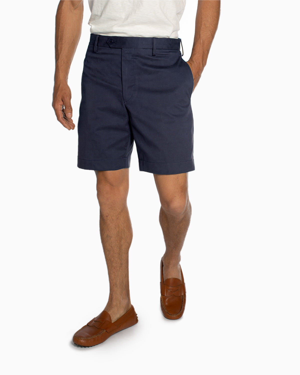 Cotton Stretch Shorts, Navy
